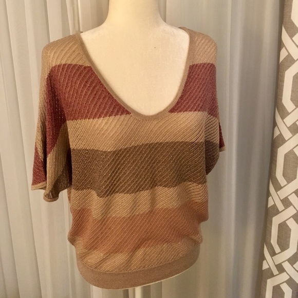 EXPRESS All-Over Lurex Double V-Neck Dolman Knit - Picture 6 of 9